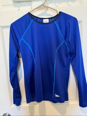 Speedo Women’s Long-Sleeve Royal Blue Rashguard with Black Trim